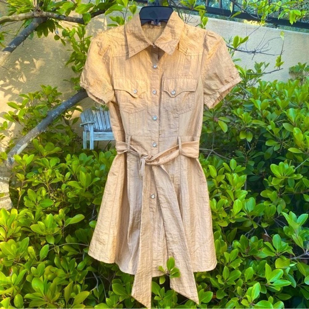 👚Griffin Paris Top/Blouse/Tunic in a metallic brushed gold. Size Small - EUC